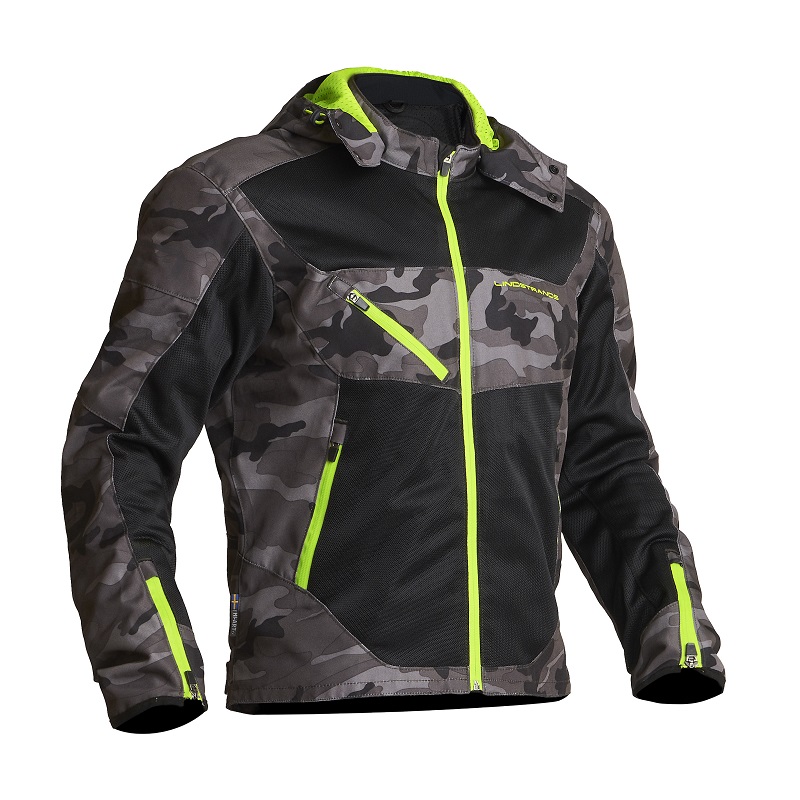 Lindstrands Rexbo miesten moottoripyörätakki, camo/keltainen